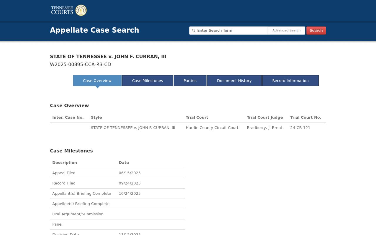 Hardin County criminal docket appellate case fields