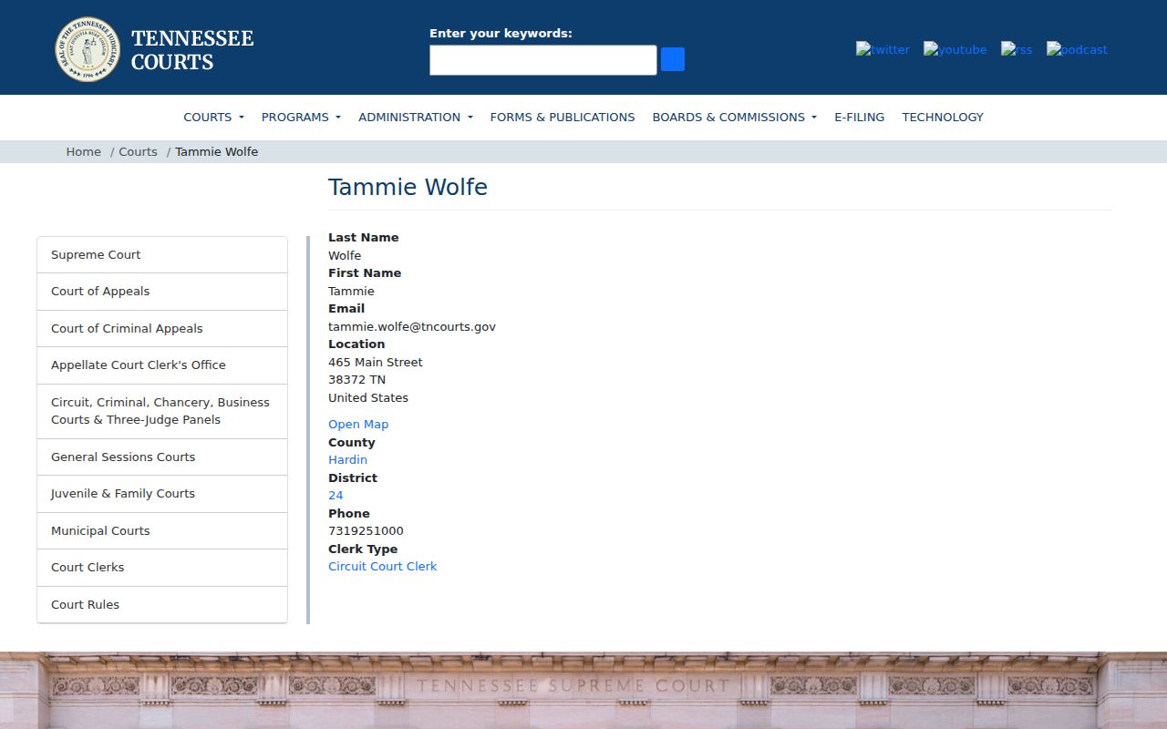 Hardin County court docket Circuit Court Clerk profile
